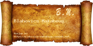 Blahovics Makabeus névjegykártya